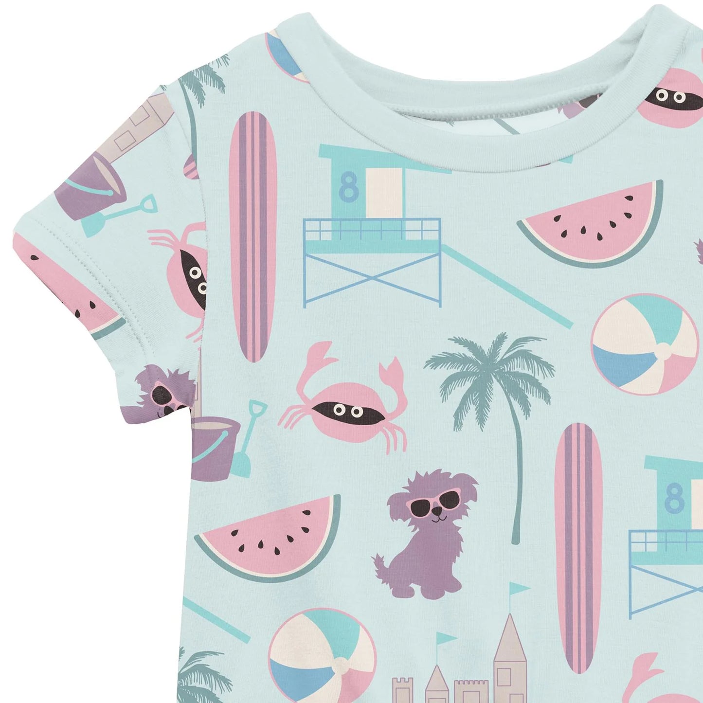 Kickee Fresh Air Beach Day | Print Short Sleeve Playtime Outfit Set