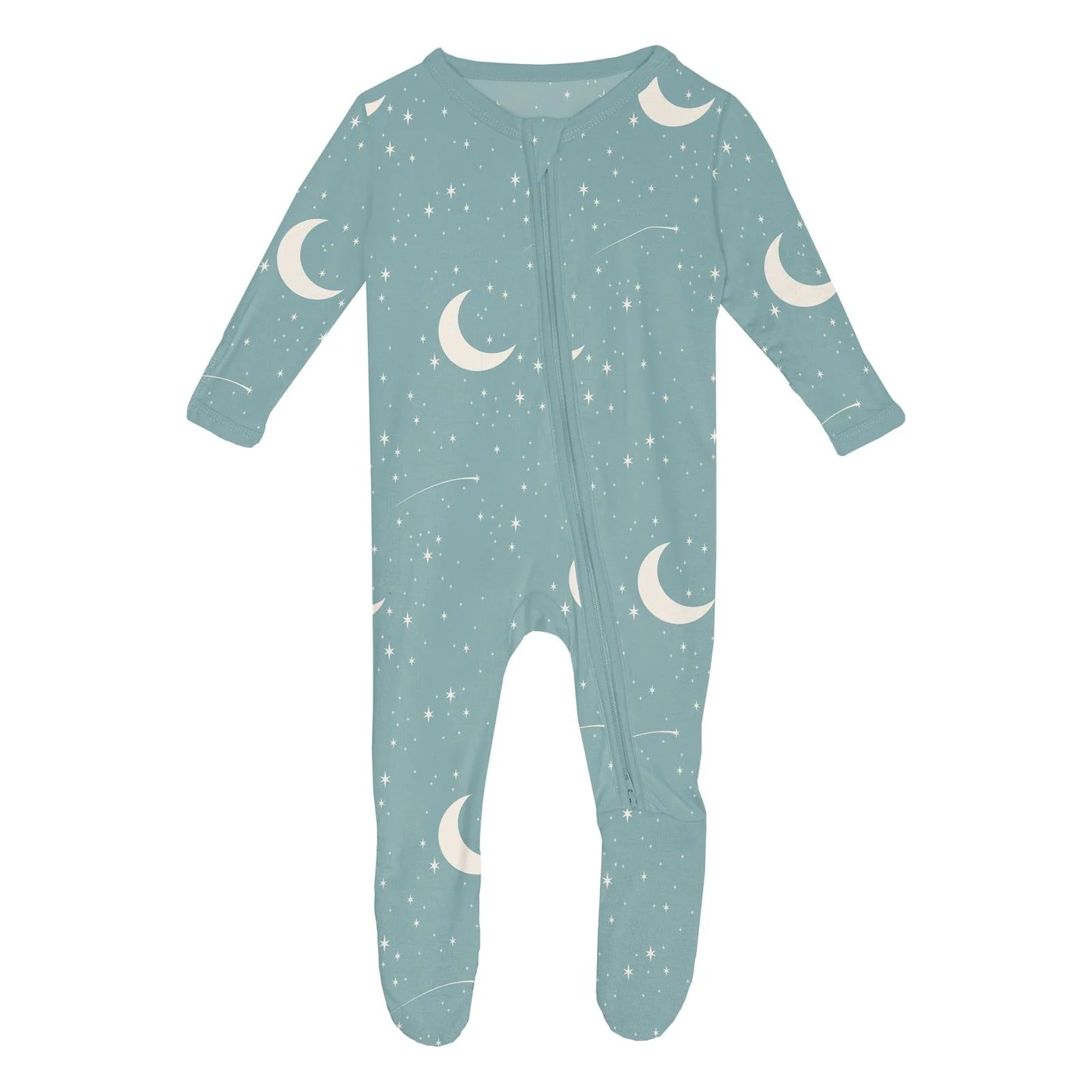 Kickee Jade Starry Sky & Moon | Print Footie With 2 Way Zipper