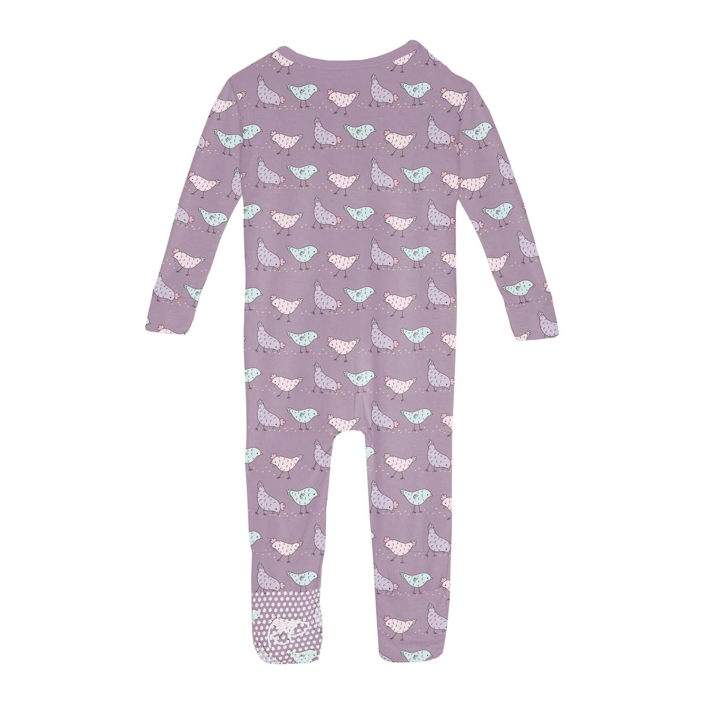 Kickee Lavender Chickens | Print Convertible Sleeper With Zipper