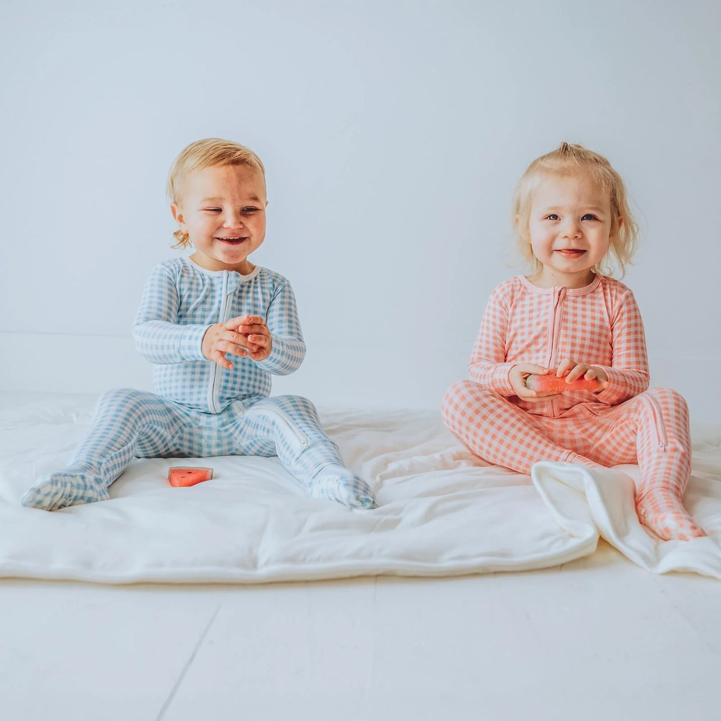 Kickee Seaside Blue Gingham | Print Footie With 2 Way Zipper
