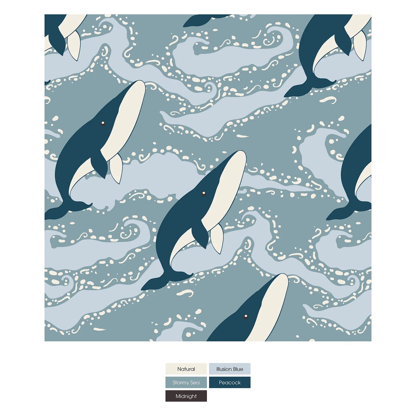 Kickee Stormy Sea Splashing Whales | Print Toddler Blanket