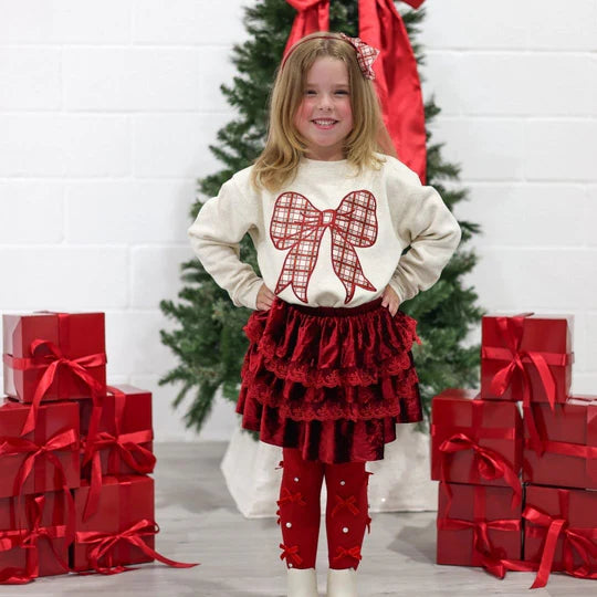 Sweet Wink Ruby Red | Velvet Tiered Christmas Skirt