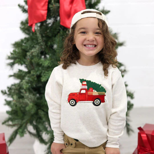 Sweet Wink Natural | Christmas Truck Sweatshirt