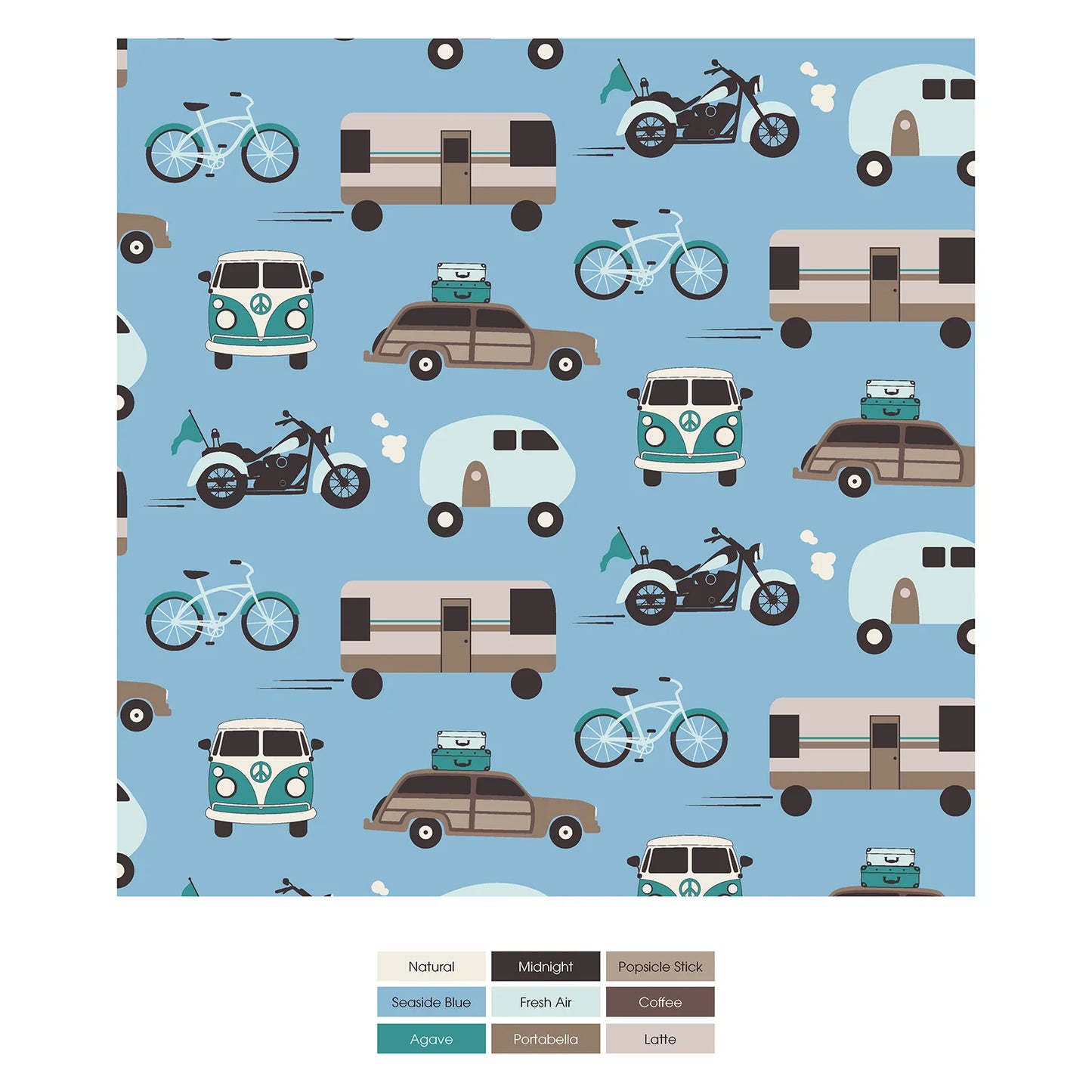 Kickee Seaside Blue On The Way | Print Convertible Sleeper With Zipper