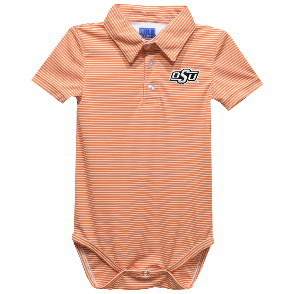 Vive La Fete OSU | Stripe Embroidered Polo Bodysuit