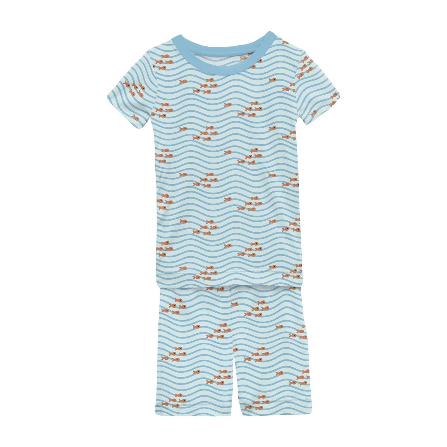 Kickee Fresh Air Little Fishy | Print Short Sleeve PJ Set With Shorts