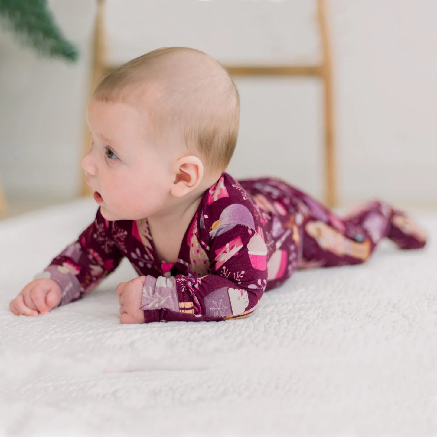 KicKee Melody Sugar Plum | Print Muffin Ruffle Footie With 2 Way Zipper