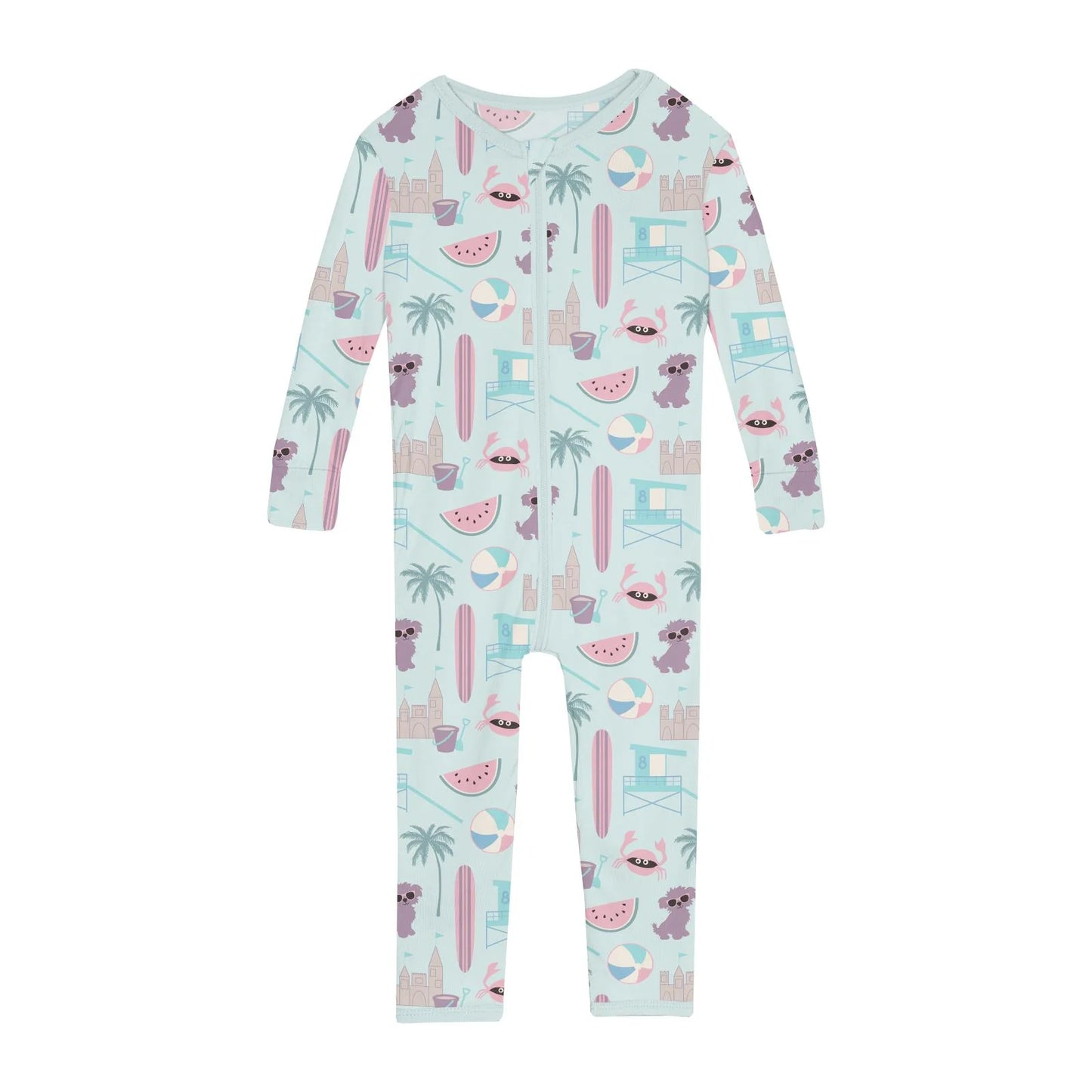 Kickee Fresh Air Beach Day | Print Convertible Sleeper With Zipper