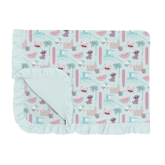 Kickee Fresh Air Beach Day | Print Ruffle Toddler Blanket