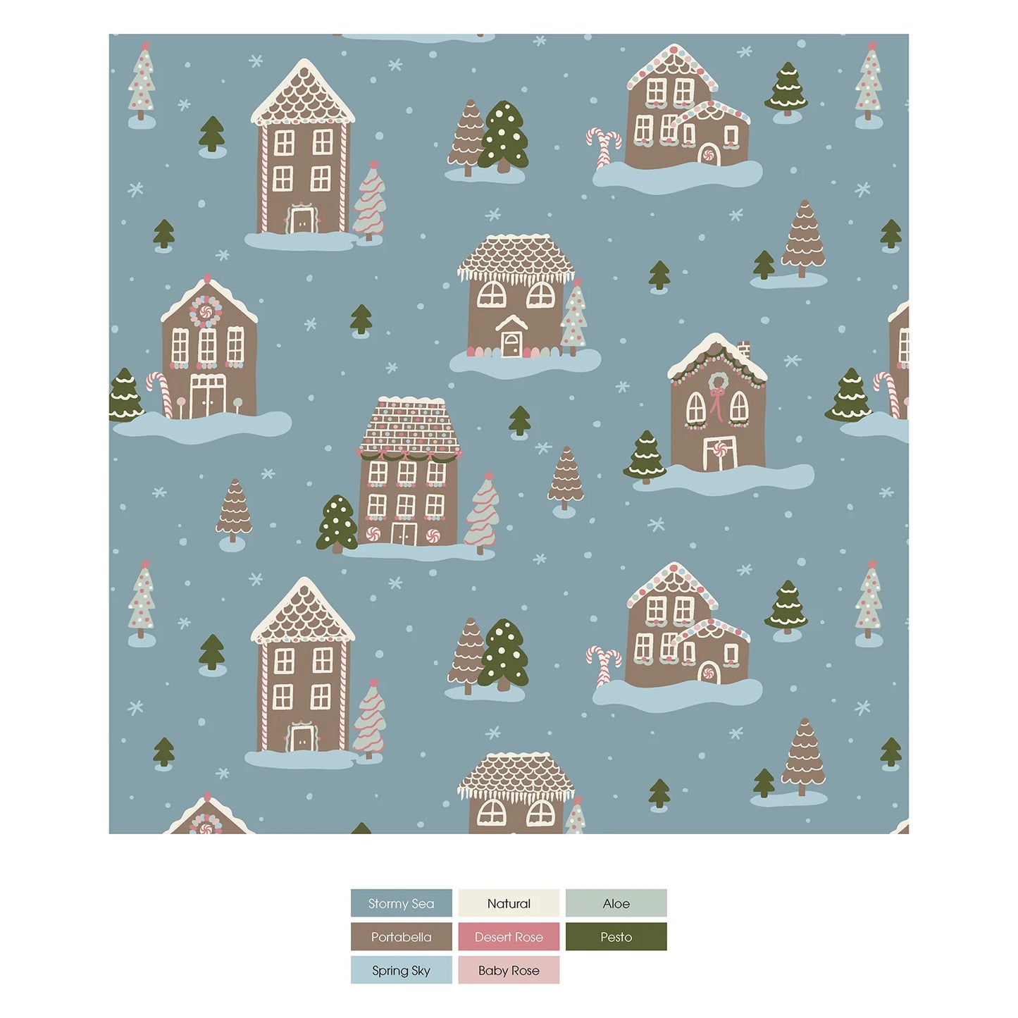 KicKee Stormy Sea Gingerbread Town | Print Long Sleeve Swing Dress