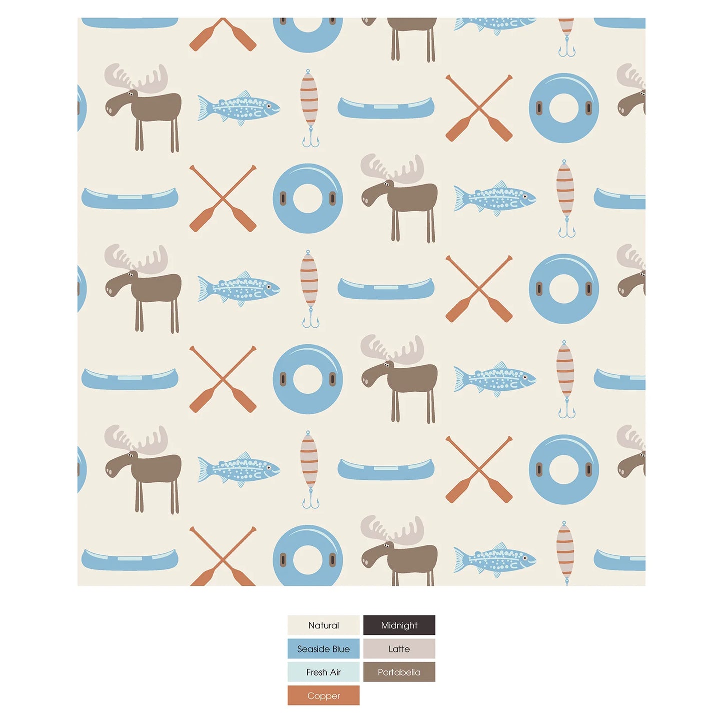 Kickee Natural Lake Life | Print Footie With 2 Way Zipper