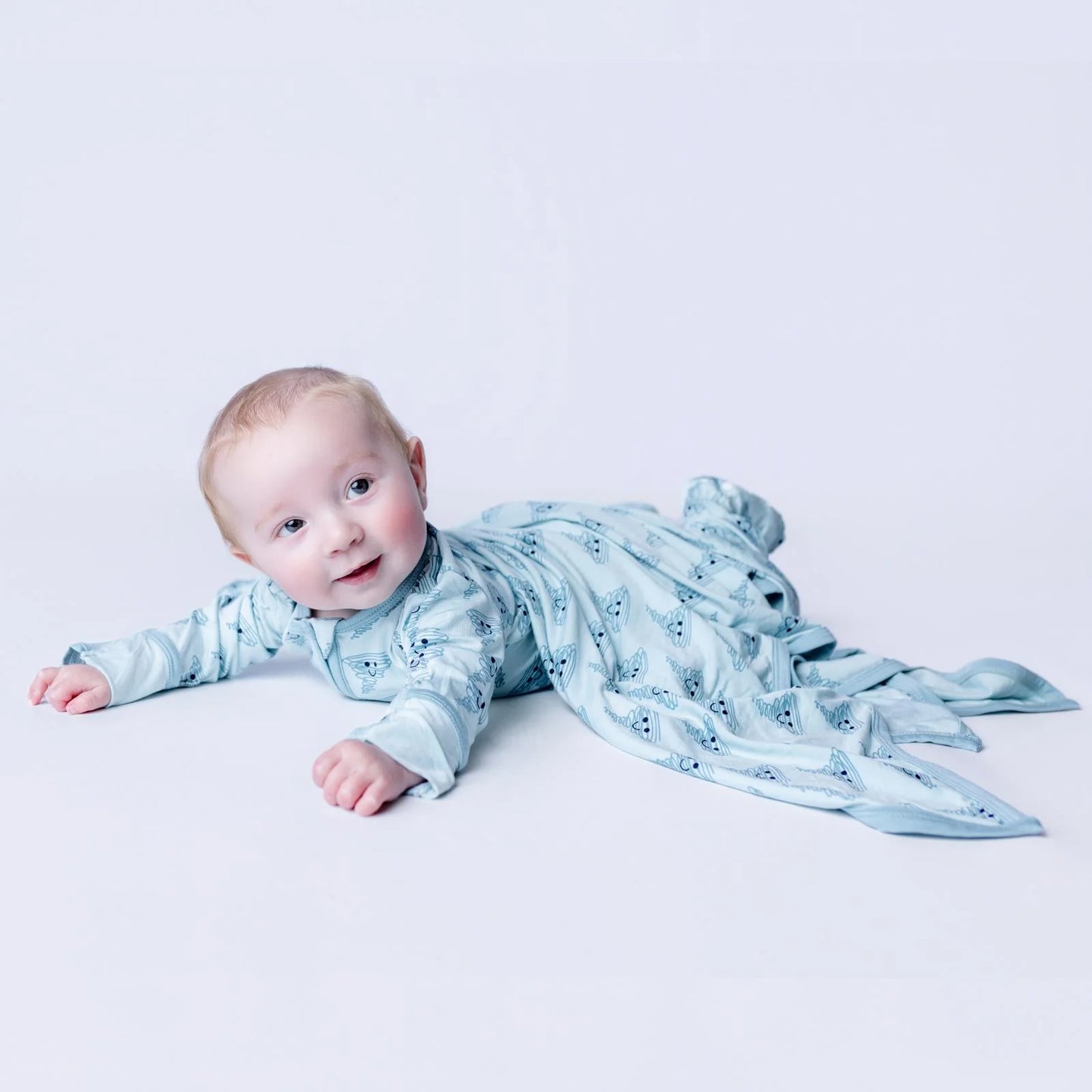 Kickee Spring Sky Happy Tornado | Print Footie With 2 Way Zipper