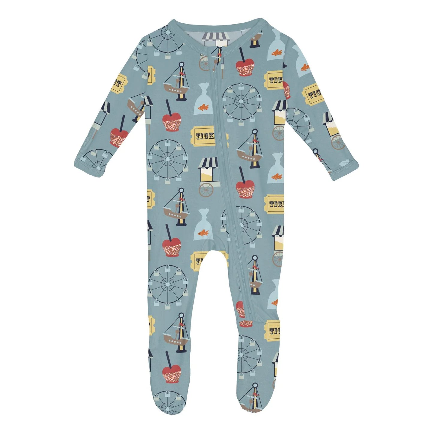 Kickee Stormy Sea Fall Fair | Print Footie With 2 Way Zipper