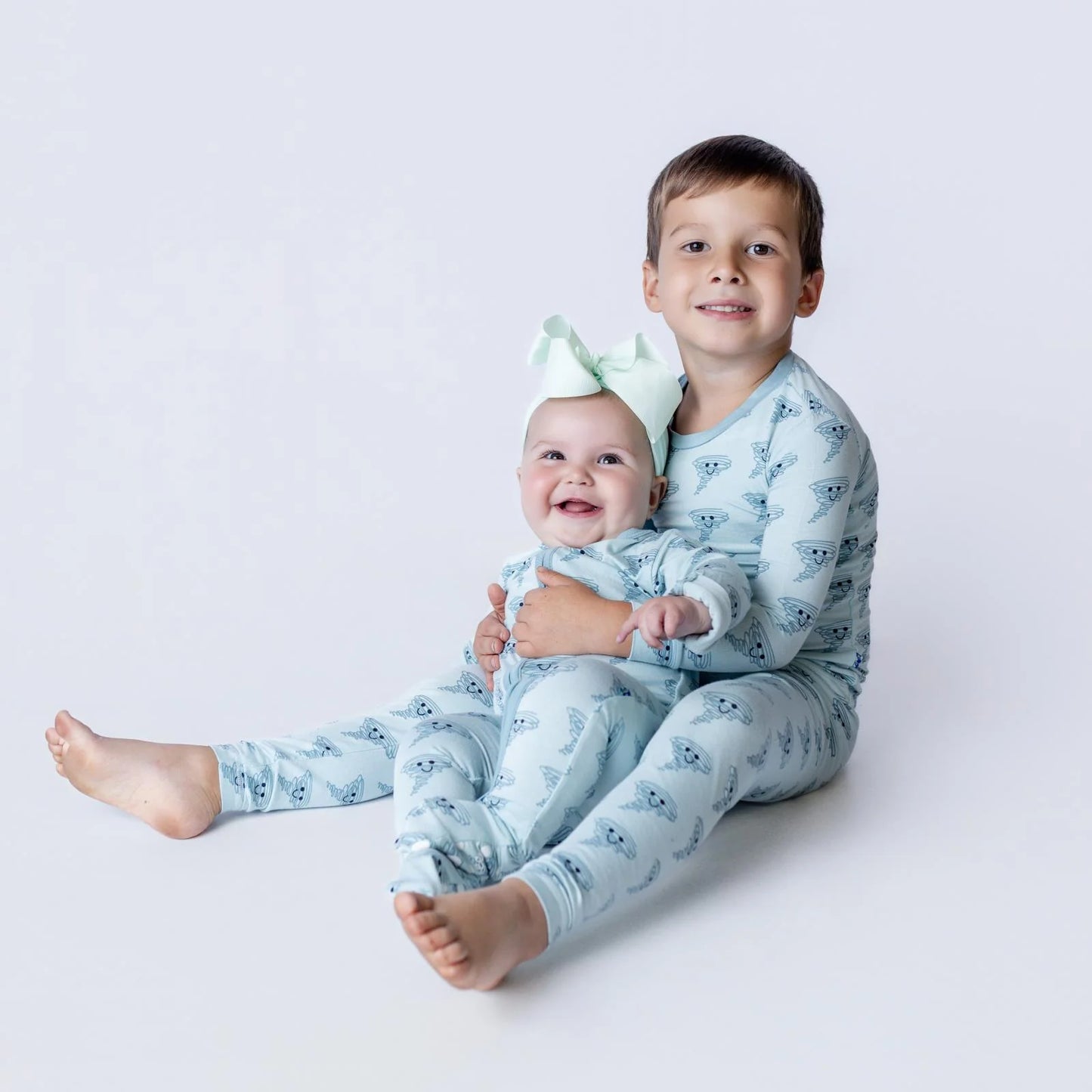 Kickee Spring Sky Happy Tornado | Print Footie With 2 Way Zipper
