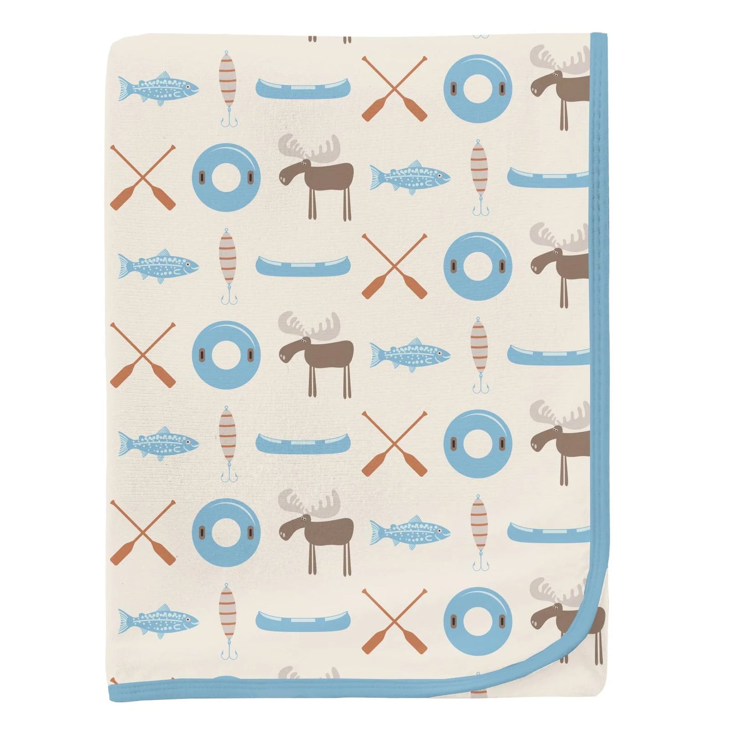Kickee Natural Lake Life | Print Swaddling Blanket