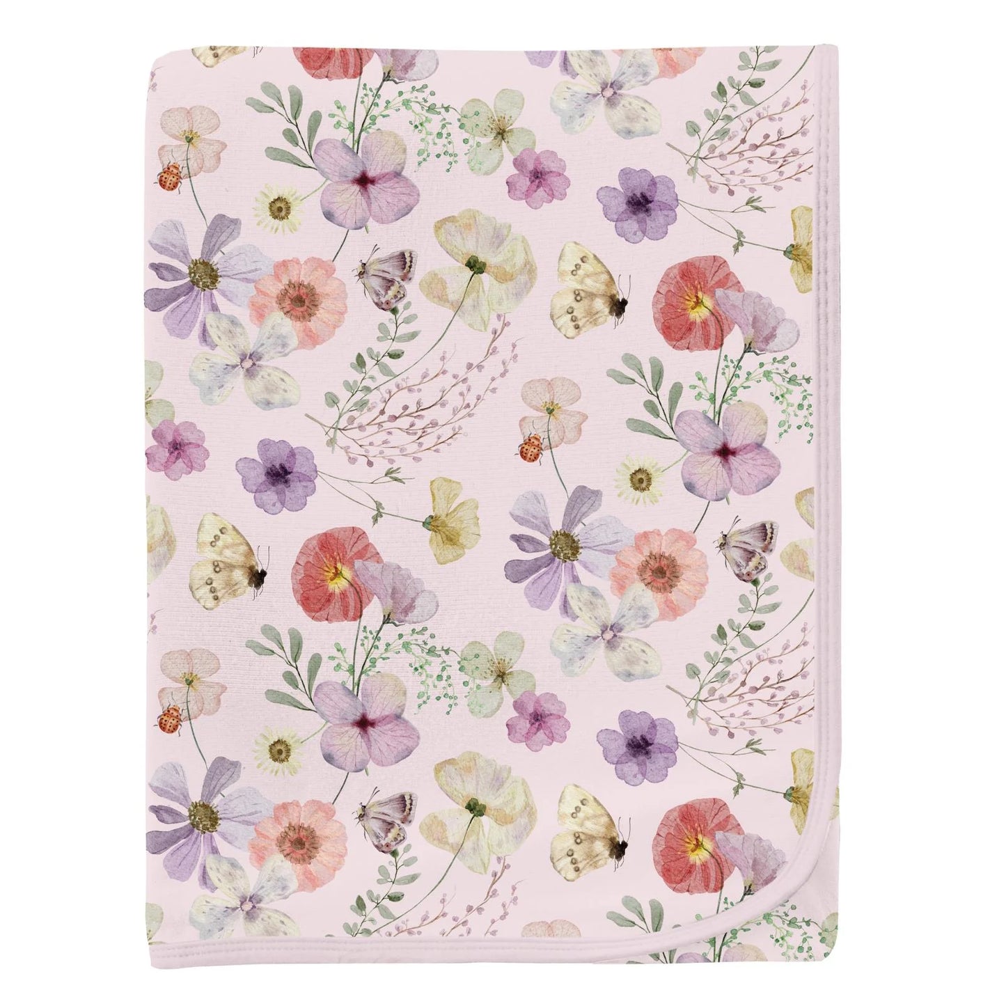 Kickee Shrinking Violet Pressed Flowers | Print Swaddling Blanket