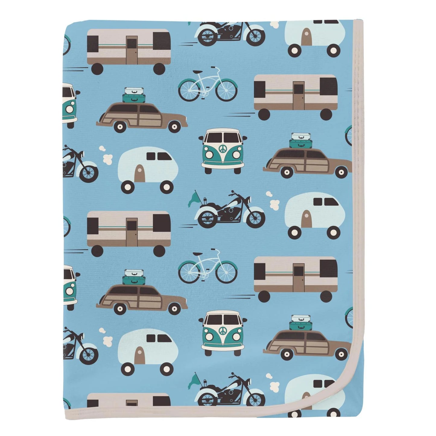 Kickee Seaside Blue On The Way | Print Swaddling Blanket