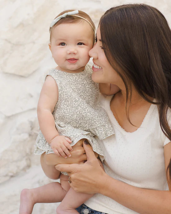 Quincy Mae Natural Green Garden | Ruffled Tulip Top + Bloomer Set