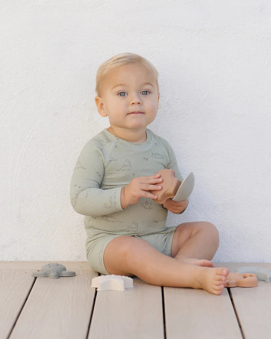 Quincy Mae Sage Dino | Finn Rashguard + Short Set