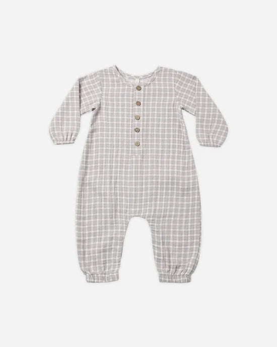 Quincy Mae Cloud Blue Gingham | Woven Jumpsuit