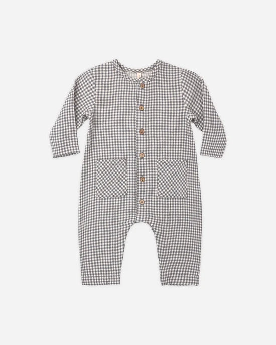 Quincy Mae Midnight Gingham | Pocketed Woven Jumpsuit
