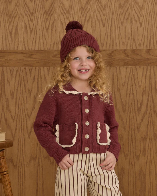 Rylee + Cru Burgundy | Collared Cardigan