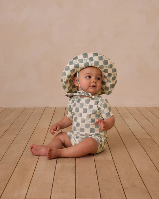 Rylee + Cru Natural Coastal Check | Shorty One-Piece