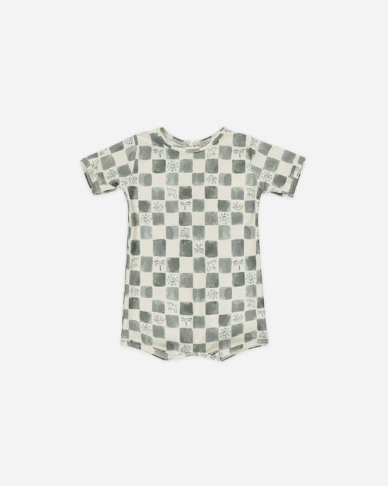 Rylee + Cru Natural Coastal Check | Shorty One-Piece