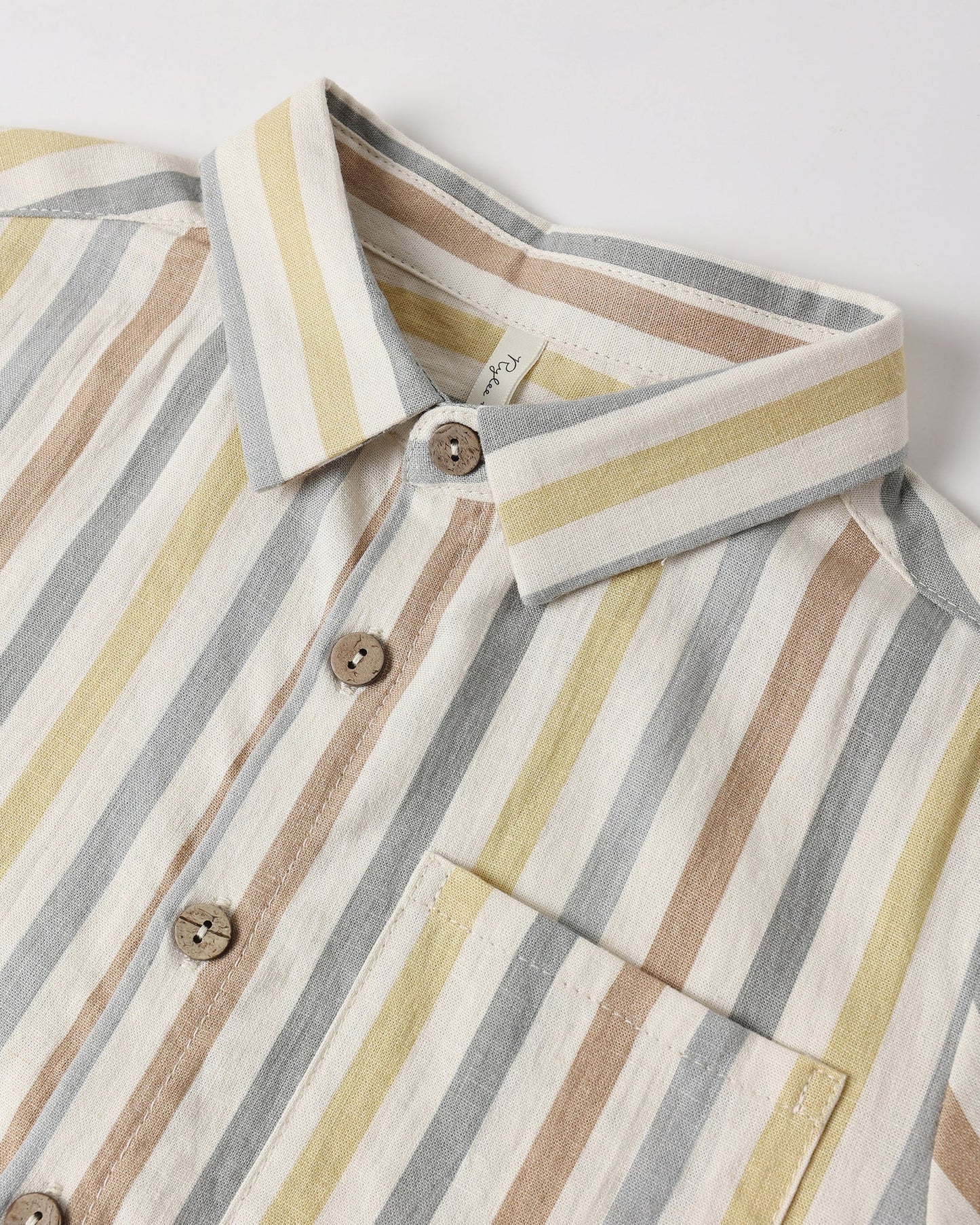 Rylee + Cru x Lindsay Arnold Natural Valencia Stripe | Collared Short Sleeve Shirt