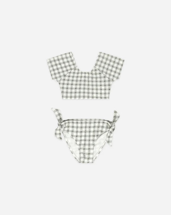 Rylee + Cru Eucalyptus Check | Cropped Rashguard Set