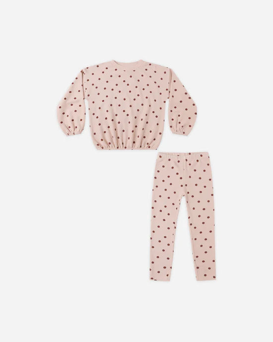Rylee + Cru Blush Polka Dot | Spongy Knit Set