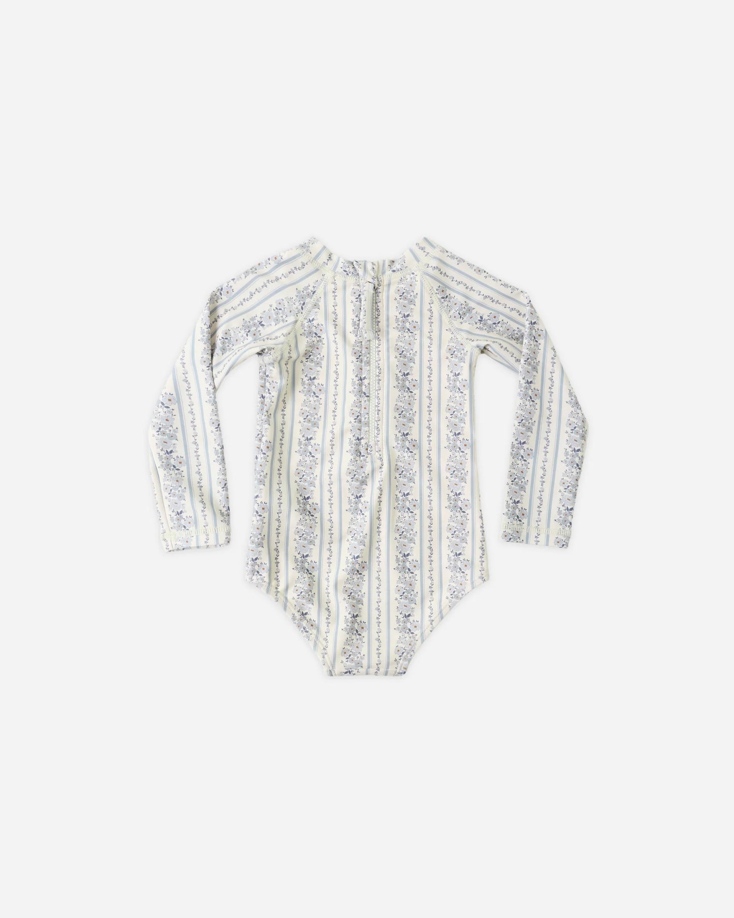 Rylee + Cru Natural Blue Floral | Delphine Rash Guard One-Piece Set