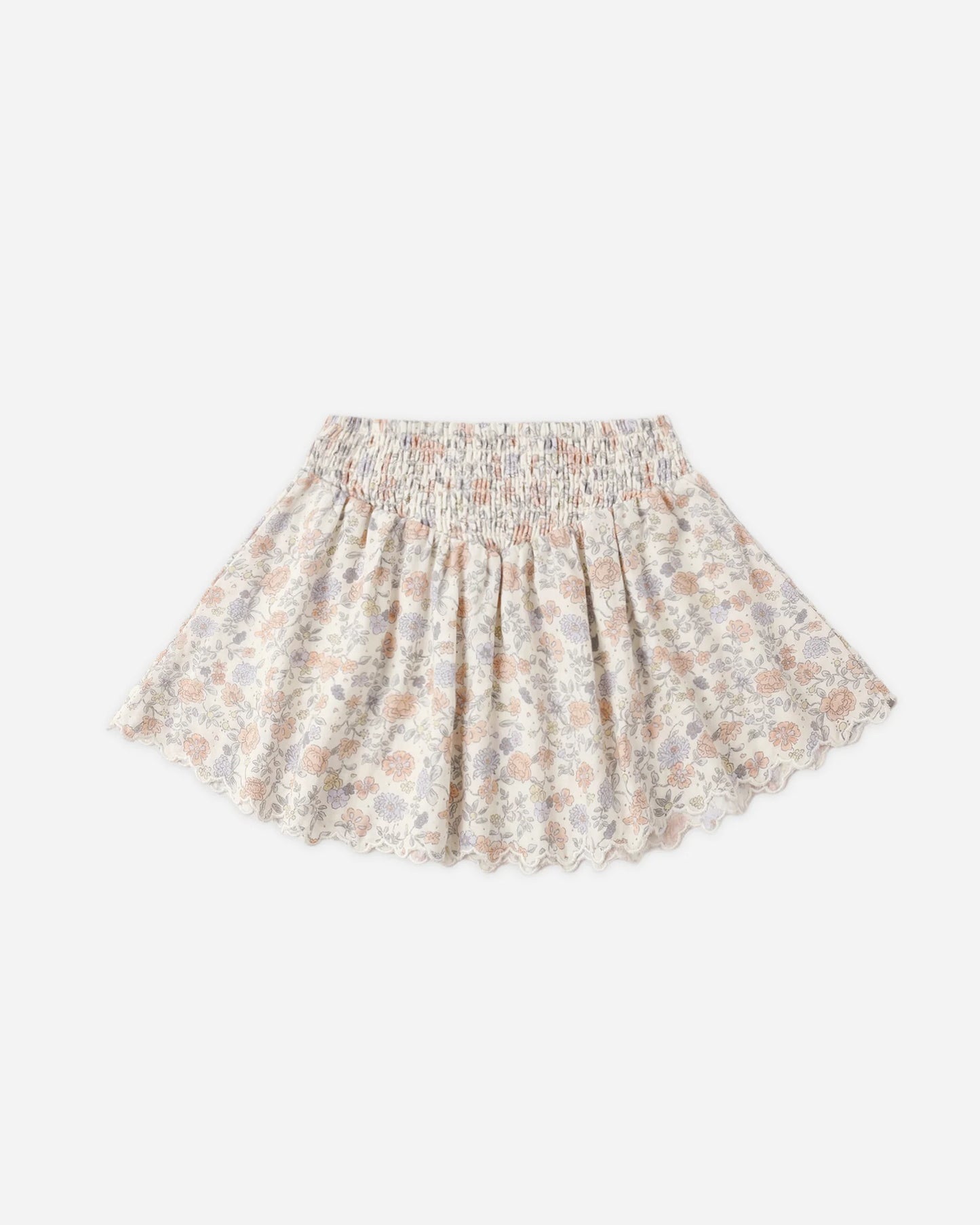 Rylee + Cru Ivory Bloom | Smocked V Mini Skirt
