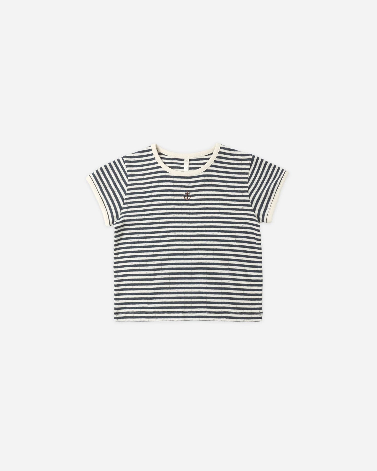 Rylee + Cru Navy Stripe | Pointelle Tee + Short Set