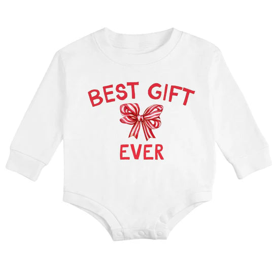 Sweet Wink White | Best Gift Ever Christmas Long Sleeve Romper