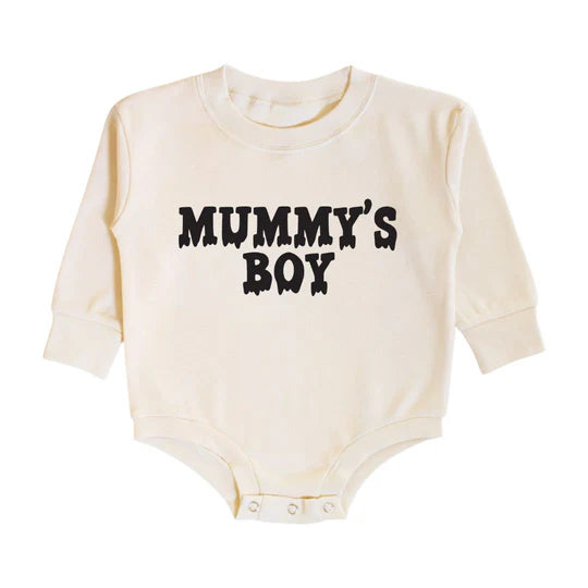 Sweet Wink Natural | Mummy's Boy Halloween Long Sleeve Romper