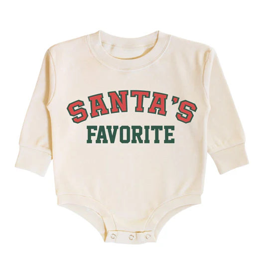 Sweet Wink Natural | Santa's Favorite Christmas Long Sleeve Romper