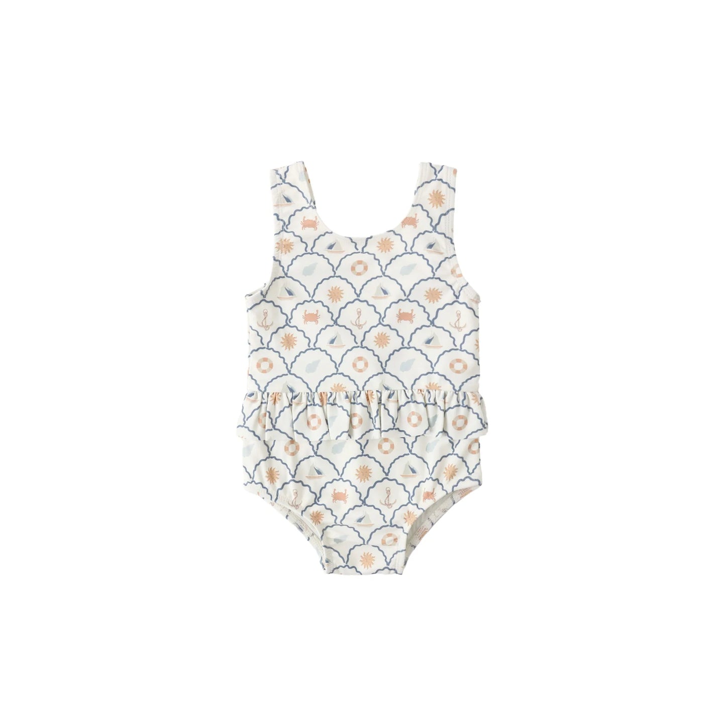 Rylee + Cru Ivory Nautical | Skirted One Piece Swimsuit