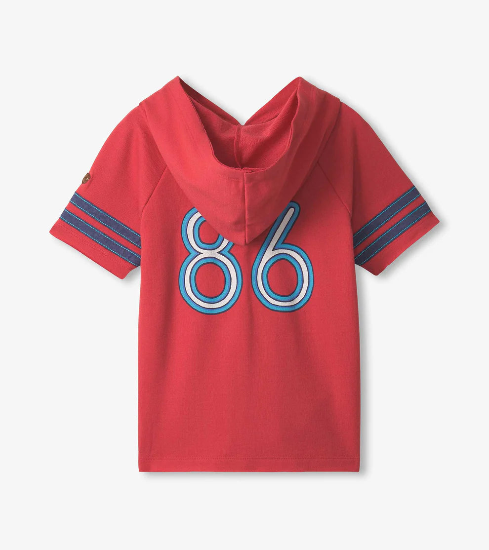 Hatley Chrysanthemum Red | Jersey Number Raglan Hoodie Tee