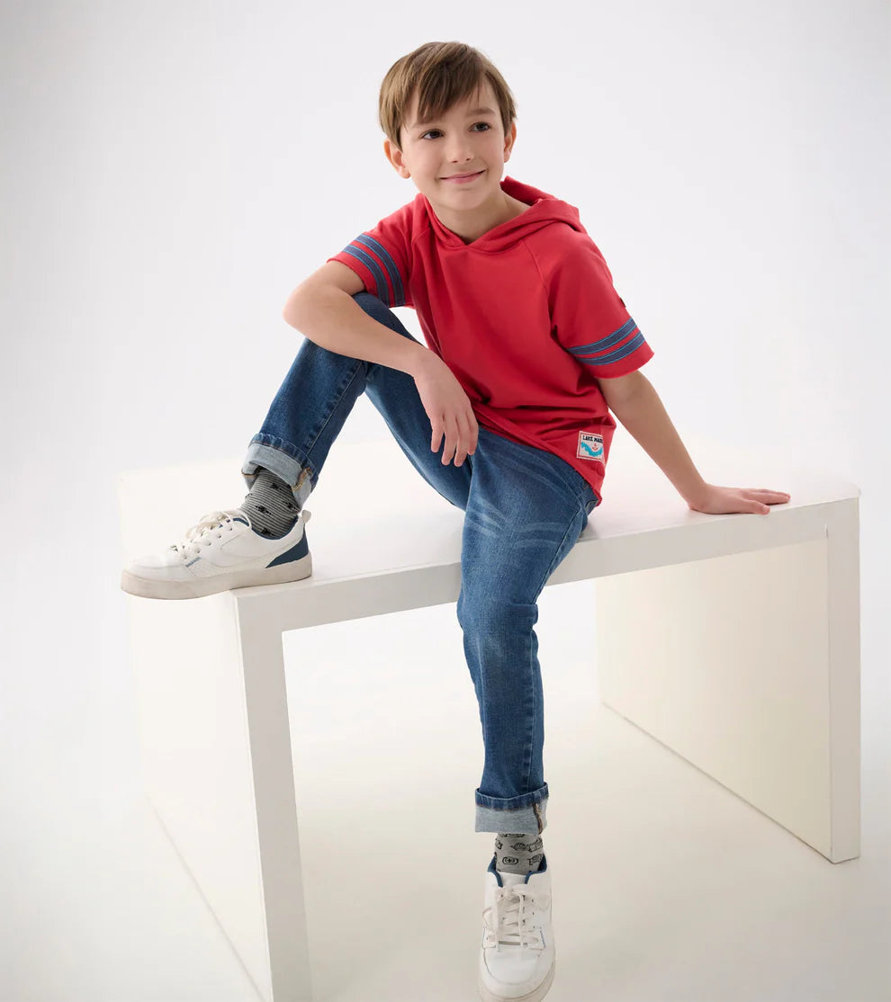 Hatley Chrysanthemum Red | Jersey Number Raglan Hoodie Tee