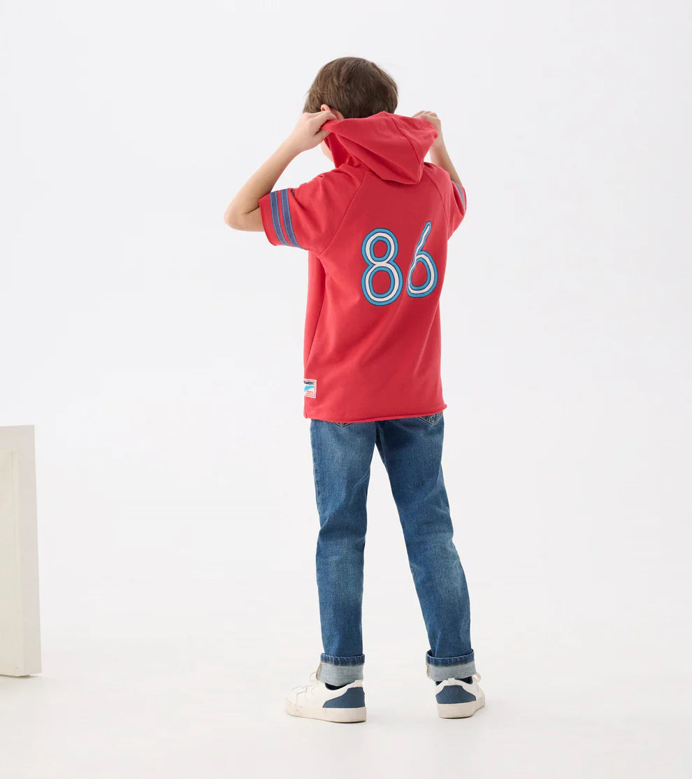 Hatley Chrysanthemum Red | Jersey Number Raglan Hoodie Tee