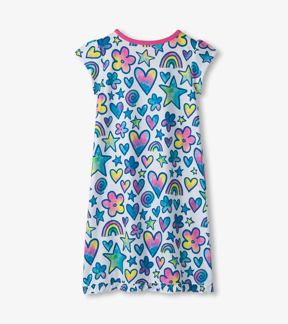 Hatley Watercolour Doodles | Ruffle Hem Night Dress