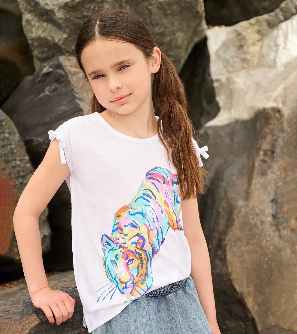 Hatley Tiger | Cinched Shoulder Top