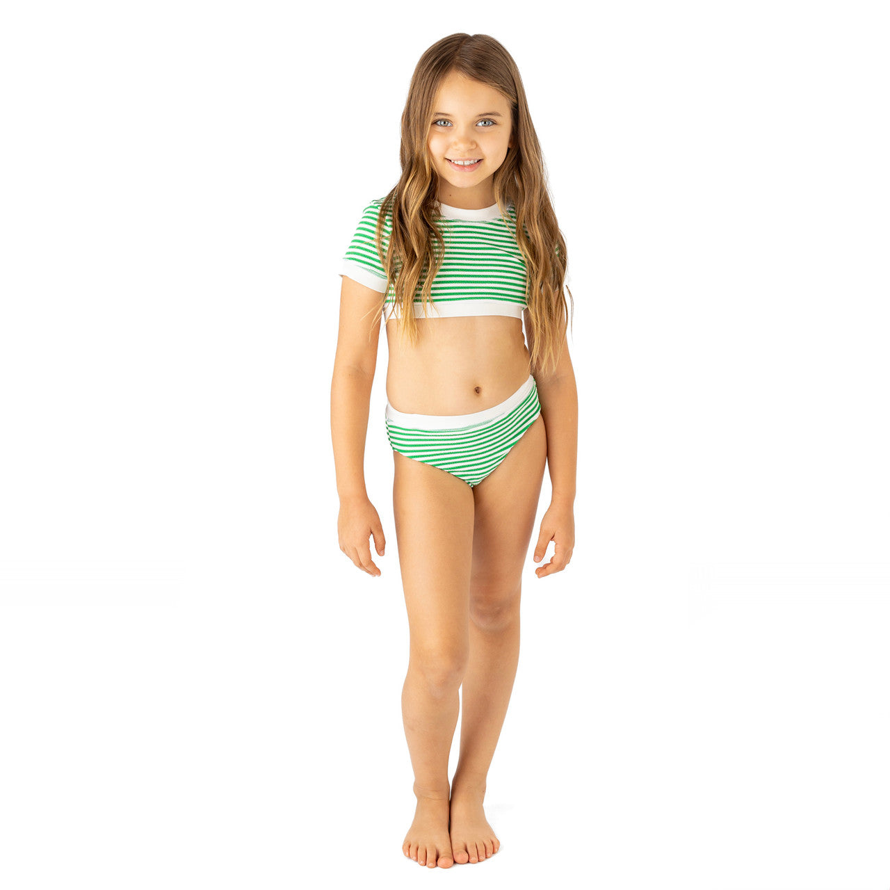 Shade Critters Green Stripe | 2 Piece Ribbed Crop Set