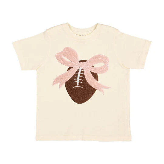 Sweet Wink Natural | Coquette Football Patch Short Sleeve T-Shirt