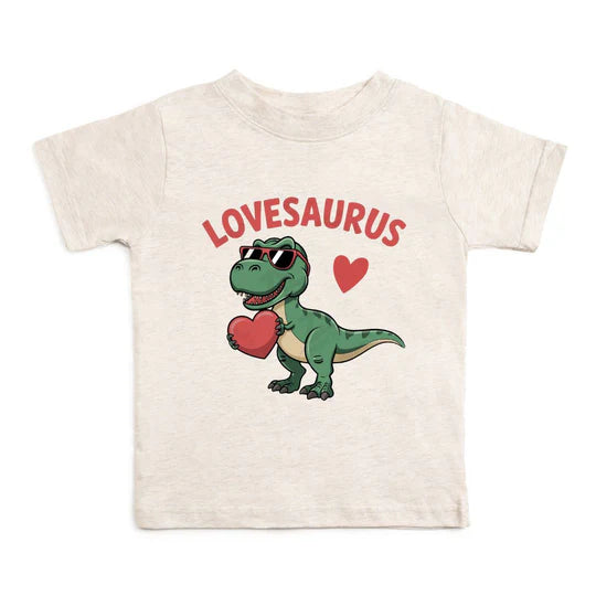 Sweet Wink Natural Heather | Lovesaurus Valentine's Day Short Sleeve T-Shirt