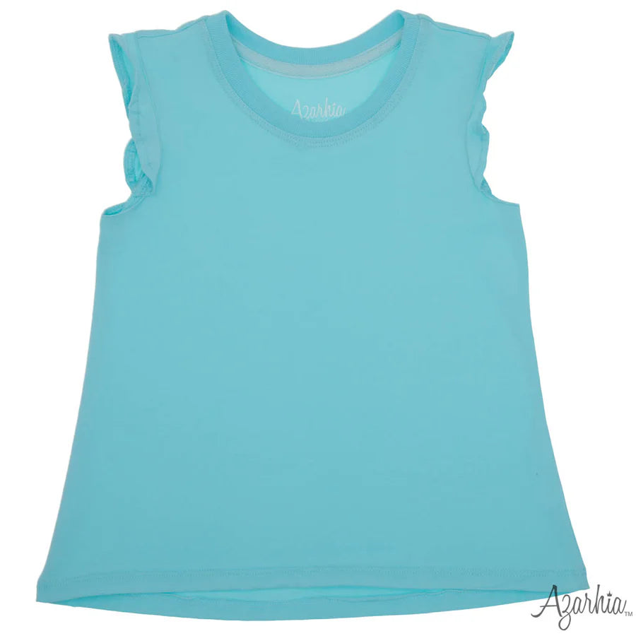 Azarhia Turquoise | Solid Ruffle Shirt