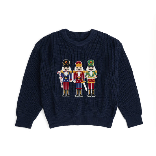 Sweet Wink Navy | Nutcracker Patch Christmas Sweater