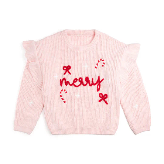 Sweet Wink Ballet Pink | Coquette Merry Christmas Knit Sweater