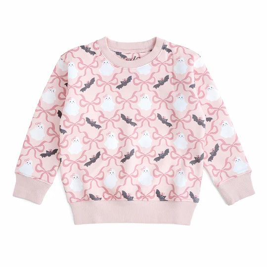 Sweet Wink Pink | Bat and Ghost Trellis Halloween Sweatshirt